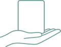 Hand holding rectangular sheet icon